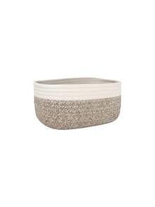 Zazumi Cirelle 1 Piece Minimalist Woven Storage Basket, Boho Geometric Rattan Container For Home And Garden Decoration, Desk Organizer, Bathroom And Cosmetic Storage, Natural Wooden Plant Holder, Bohemian Rope Basket For Small Items - Grey - View 10