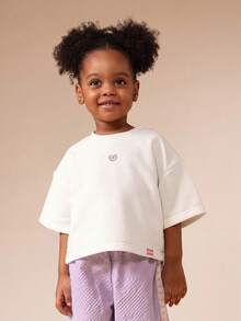 SUMWON Girls Oversized Fresh Bakery Graphic Back Print T-Shirt And Wide Leg Textured Lavender Pant Co-Ord Set - Lilac Purple - View 4
