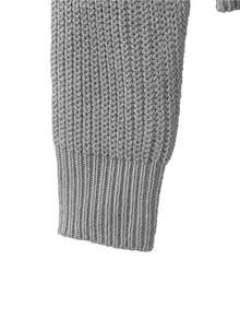 SHEIN Tween Girl Solid Color Casual Versatile Daily Long Sleeve Sweater - Grey - View 3