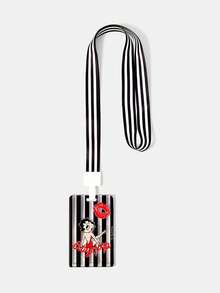 Betty Boop x SHEIN Black And White Striped Lanyard, Cute Cartoon Neck Hanging Key Rope For Women - Black and White - View 3