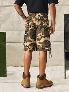 Norleigh Men/Boys' Camouflage Cargo Shorts, Loose Straight Leg Casual Shorts With Pockets, Summer Street Style - Khaki - View 2