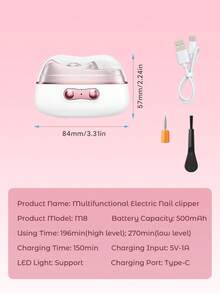Teckwe مقص أظافر كهربائي 4 في 1، ABS، 500mAh - متعدد الألوان - مشاهدة 6