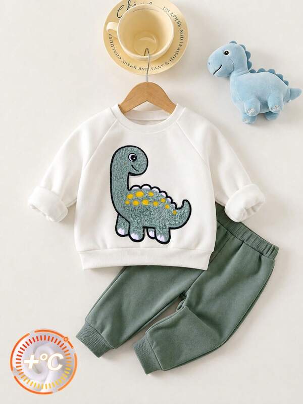 Cozy Pixies Kids Kids Infant Cartoon Dinosaur Crew Neck Long Sleeve Pullover Autumn Sweatshirt
