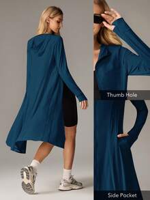 OutZeal Women Sun-Proof Jacket Daily Casual Long Length Extended Brim With Mask Outdoor Top - Navy Blue - View 4