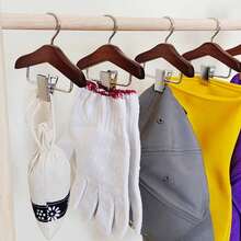1pc Mini Wooden Hanger With Stainless Steel Clips - Pet Clothing & Accessory Hanger, Polished Surface, Space-Saving Design, Suitable For Hanging Small Items, Bathroom Storage Rack - Multicolor - View 7
