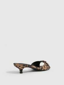 CUCCOO SZL Brown Flannel Casual Simple Daily Solid Color Women Heeled Sandals - Leopard flannel - View 3