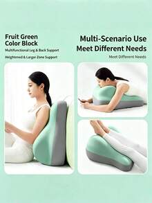 Multi‑Scenario Memory Foam Support Pillow, Ergonomic Contoured Cushion For Bed Sofa, Relax Rest Pillow For Reading Watching TV At Home - Mint Green - View 7