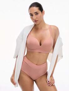 LUVLETTE Dream Curve Support+ Wireless Earth Tone Push Up T-Shirt Basic SizeFreedom Bra Comfortable Must-Haves - Redwood - View 5
