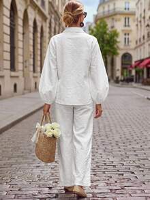 Hansera 2026 Spring/Summer New Regular Women 2 Pieces Long Sleeve Top And Pants Set - White - View 2