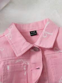SHEIN 嬰兒休閒極簡印花牛仔套裝 - 粉色 - 查看 3