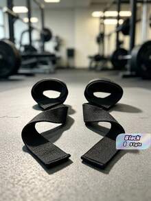 1 Pasang Tali Bantu Olahraga, Tali Silikon Anti Selip Tahan Lama untuk Latihan Kekuatan, Pull-Up, dan Dumbbell di Gym - Hitam - View 1