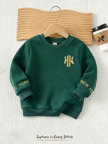 Setelan Sweatshirt dan Celana Olahraga Kasual Modis untuk Anak Laki-Laki, Nyaman, Minimalis, Serbaguna, dengan Motif Angka & Huruf Vintage, Cocok untuk Beraktivitas di Luar Ruangan dan Olahraga. - MultiWarna - View 3