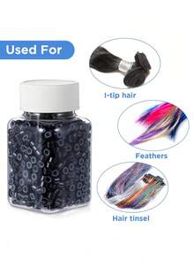 1000pcs 5mm Professional Silicone Micro Link Rings, Hair Extension Beads For DIY Braids, Feather Extensions, And Hairstylist Supplies, Perfect For Salon, Home, Party, Wedding, And Everyday Styling, Easy-To-Use Reusable Beads For All Hair Types. - Multicolor - View 4