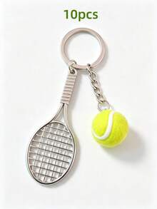 10/20/30/40/50-Pcs Mini Metal Racket Keychain Charms, Badminton & Tennis Racket Miniatures, Club Souvenir Gifts, Simulation Racket Toys - Multicolor - View 13
