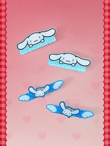 HELLO KITTY AND FRIENDS | SHEIN 4Pcs Cute Blue Wings Cartoon Anime Decorative Hairpin Use Daily Cos - Multicolor - View 1