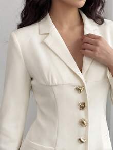 Modelyn Casual Fashion Versatile Commuting Minimalist Long Sleeve Women Blazer In Fall/Winter - Apricot - View 6