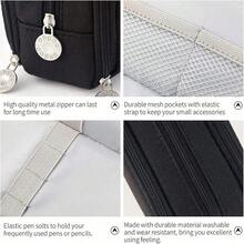 Estuche de lápices de gran capacidad con 3 compartimentos, adecuado para la escuela, adolescentes, niñas, niños, hombres, mujeres - Black - Ver 3