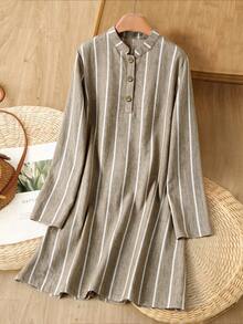 Rusticease Women's Striped Color Block Casual Daily Summer Dress - White - View 2