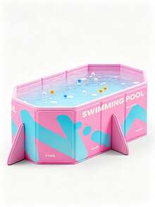 1pc Large Pink Foldable Swimming Pool, Non-Inflatable PVC Family Water Play Center, Outdoor Backyard Summer Fun For Kids Teens & Adults - Folding pool - View 11