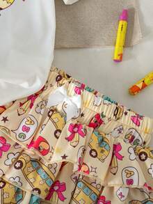 Emery Rose Kids Emery Rose Kids 女童小女孩 2件組 T恤套裝，可愛卡通休閒穿搭，適合返校季 - 彩色 - 查看 11