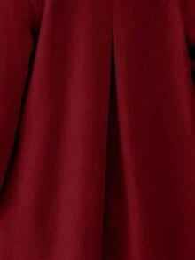 SHEIN LUNE Women's Solid Color Single-Breasted Raglan Sleeve Pleated Elegant Overcoat, Autumn/Winter - Burgundy - View 5
