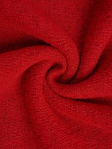 Elenzga Plus Size Metal Buckle Twisted Knit Pullover Sweater Winter - Red - View 7