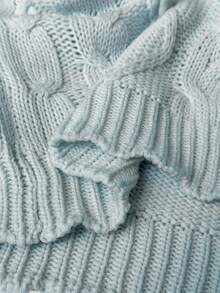 Sunspun Women's Plus Size Bowknot 3D Cable Knit Pullover Sweater Fall - Blue - View 7