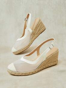Styleloop Wanita, Tali Silang Karet, Tali Jerami, Sandal, Sepatu Hak Tinggi. - Clear - View 6