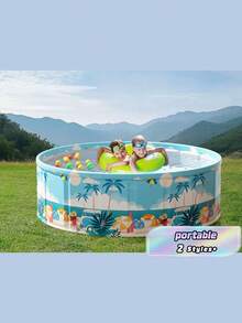 1pc No-Installation Folding Swimming Pool, Multiple Sizes Available, 5-Second Quick Setup, No Inflation Required, Round Pool, Large Drainage Hole, Easy To Clean, Suitable For Backyard, Garden, Lawn, Beach, Camping Outdoor Activities, Summer Backyard - C - View 1