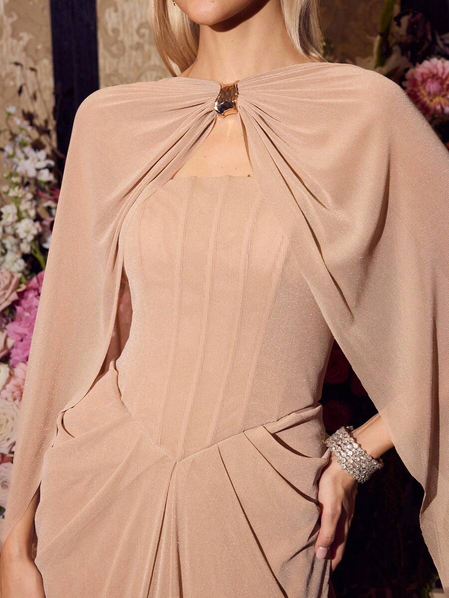 MOTF Soiréza ELEGANT WOMEN'S GRACEFUL STRAPLESS BACKLESS GOWN FOR FORMAL PARTIES, ANNIVERSARY CELEBRATIONS - Khaki - View 2