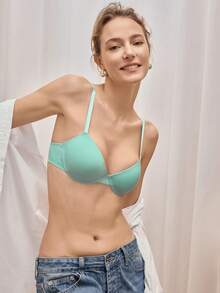 Bralution 1 buah Bra Wanita Polos Nyaman dengan Kawat Penyangga - Biru - View 7