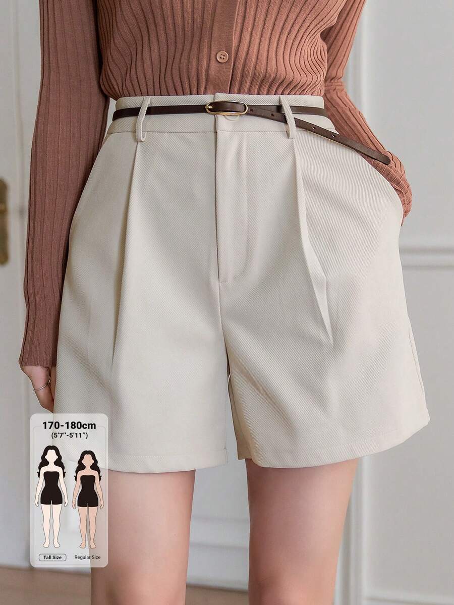 Dazy Tall Women's Short Pleated Casual Shorts Fall - Apricot - View 1