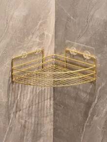 Bathroom Triangular Storage Rack Without Drilling Holes, Suitable For Showers, And For Storing Shampoo And Body Wash Products. - Gold - View 7