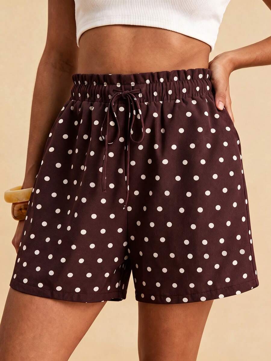 Travachic Plus Size Vintage Traditional Retro Polka Dot Pattern Casual Shorts Suitable For All Seasons Formal Vacation Dark Purple Summer - Multicolor - View 1