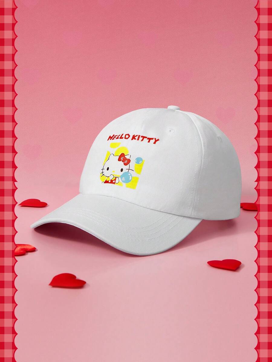 HELLO KITTY AND FRIENDS | SHEIN 1 قطعة قبعة بيسبول نسائية لطيفة بتصميم موديل رياضي كاجوال، تصميم IP Joint، مناسبة للاستخدام اليومي والكاجوال - أبيض - مشاهدة 1