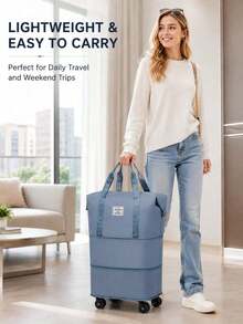 Large Wheeled Travel Luggage Bag, Expandable And Foldable, Detachable Wheels, Carry-On Travel Bag - A - View 6