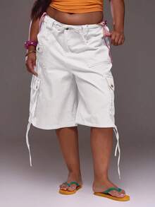 MUSERA Plus Size Denim Shorts - Black and White - View 3