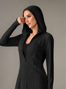 OutZeal Women Sun-Proof Jacket Daily Casual Long Length Extended Brim With Mask Outdoor Jacket Summer - Black - View 8