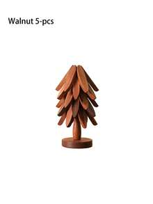 5 Packs Solid Wood High Temperature Resistant Non Slip Scald Reusable Christmas Tree Heat Insulation Mat Elegant Home Desktop Pot Cup Table Decor - View 6