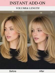 Clip In Bangs Human Hair, Wispy Air Bangs With Face-Framing Temples, Ombre Ash Blonde Balayage Fringe Clip In Hair Extensions, 3-Clip Invisible Bangs Hairpiece For Women, Natural Fluffy Lightweight Easy To Wear Daily - Multicolor - View 6