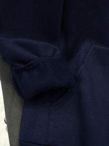 SHEIN 青少年男孩休閒寬鬆舒適百搭純色運動衫 秋冬衣物 - 藏蓝色 - 查看 10
