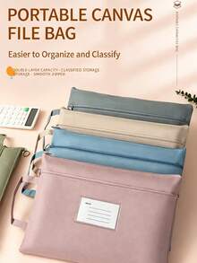 B4 Size Waterproof File Bag, Office Document Organizer, Multi-Functional Storage Tote With Zipper, Oxford Cloth Portfolio For Large Papers, A4 Document Holder For School, Student Must-Have For Books And Test Papers - Multicolor - View 5