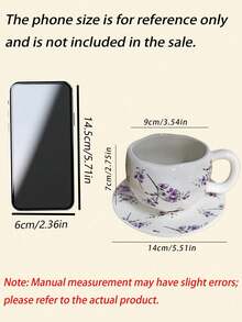 Piring Kecil Keramik Motif Bunga & Burung dengan Permukaan Matte Halus, Cocok untuk Sajian Kopi, Warna Underglaze yang Indah, Tahan Panas - MultiWarna - View 4