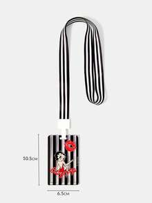 Betty Boop x SHEIN Black And White Striped Lanyard, Cute Cartoon Neck Hanging Key Rope For Women - Black and White - View 6