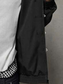 AXEPEAK Men's Street Fashion Frog Button Zipper Striped Long Sleeve Jacket - Black - View 7