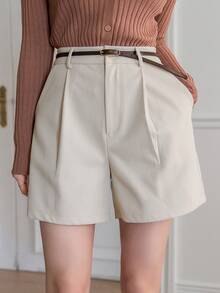 Dazy Tall Women's Short Pleated Casual Shorts Fall - Apricot - View 8
