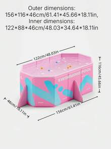 1pc Large Pink Foldable Swimming Pool, Non-Inflatable PVC Family Water Play Center, Outdoor Backyard Summer Fun For Kids Teens & Adults - Folding pool - View 15
