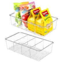 Clear Plastic Storage Bin With 3 Removable Dividers, Stackable Organizer Container For Spices & Condiments, Fridge & Cabinet Storage Organizer, Ideal For Kitchen Pantry Refrigerator Organization - transparent color - View 6