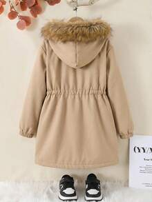 Emery Rose Kids Emery Rose Kids 女童純色抓絨內裡休閒夾克 秋冬女童外套 - 卡其色 - 查看 6