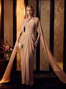 MOTF Soiréza ELEGANT WOMEN'S GRACEFUL STRAPLESS BACKLESS GOWN FOR FORMAL PARTIES, ANNIVERSARY CELEBRATIONS - Khaki - View 7